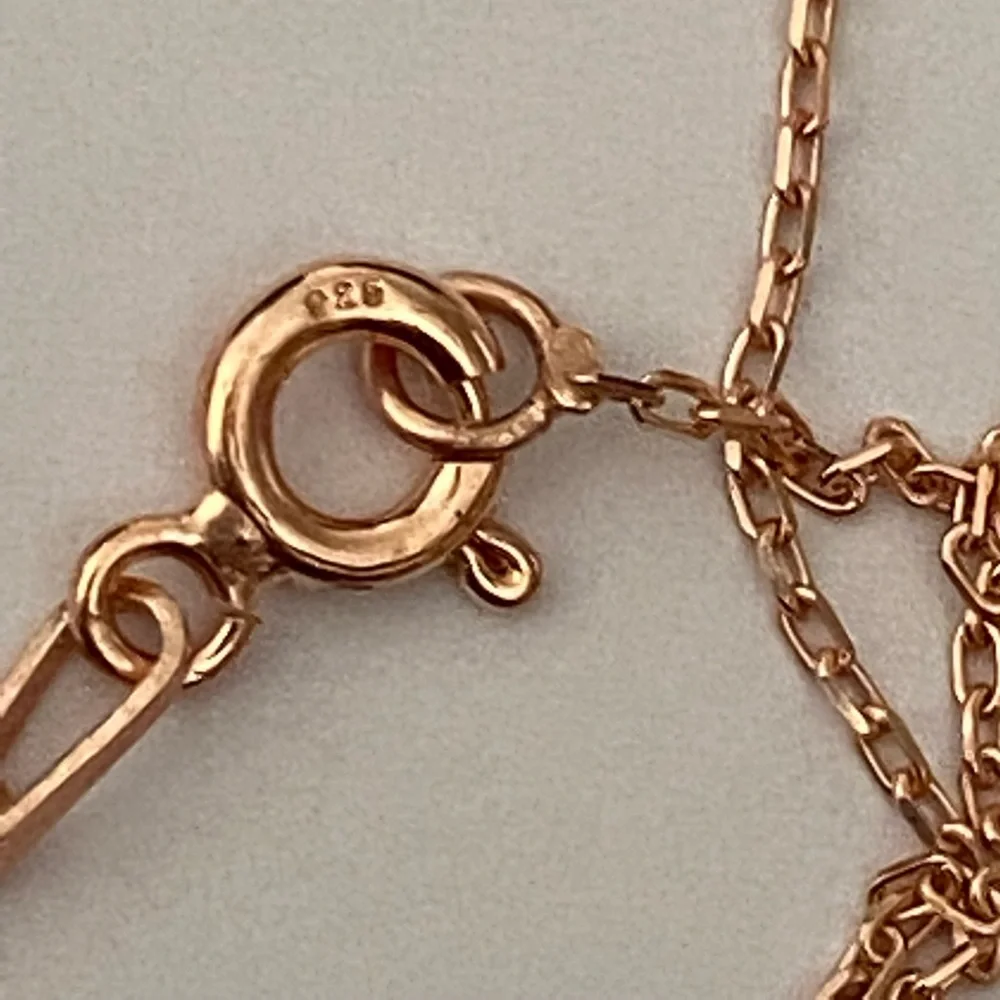 925 Silver necklace solitaire cz 14K rose gold plated
